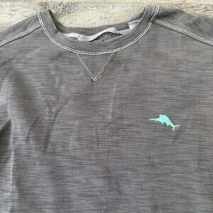 Tommy Bahama Sweatshirt Mens Large Gray Marlin Logo Crewneck Pullover Slub Knit